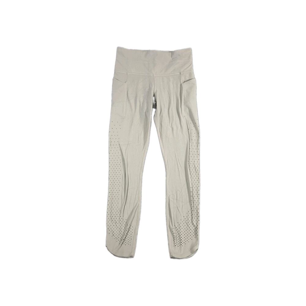 Athleta Women’s Sz S Gray Laser Cut Crop Leggings Yoga Gym Athleisure Running